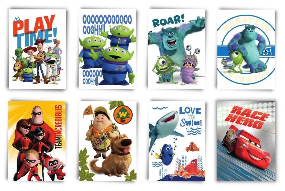 Disney Pixar Fest Sticker und Cards 8 Limited Edition Cards